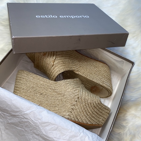 •ESTILO EMPORIO• Woven Jute Wedge / Wedge Slides in {natural} TASHA - Picture 5 of 15